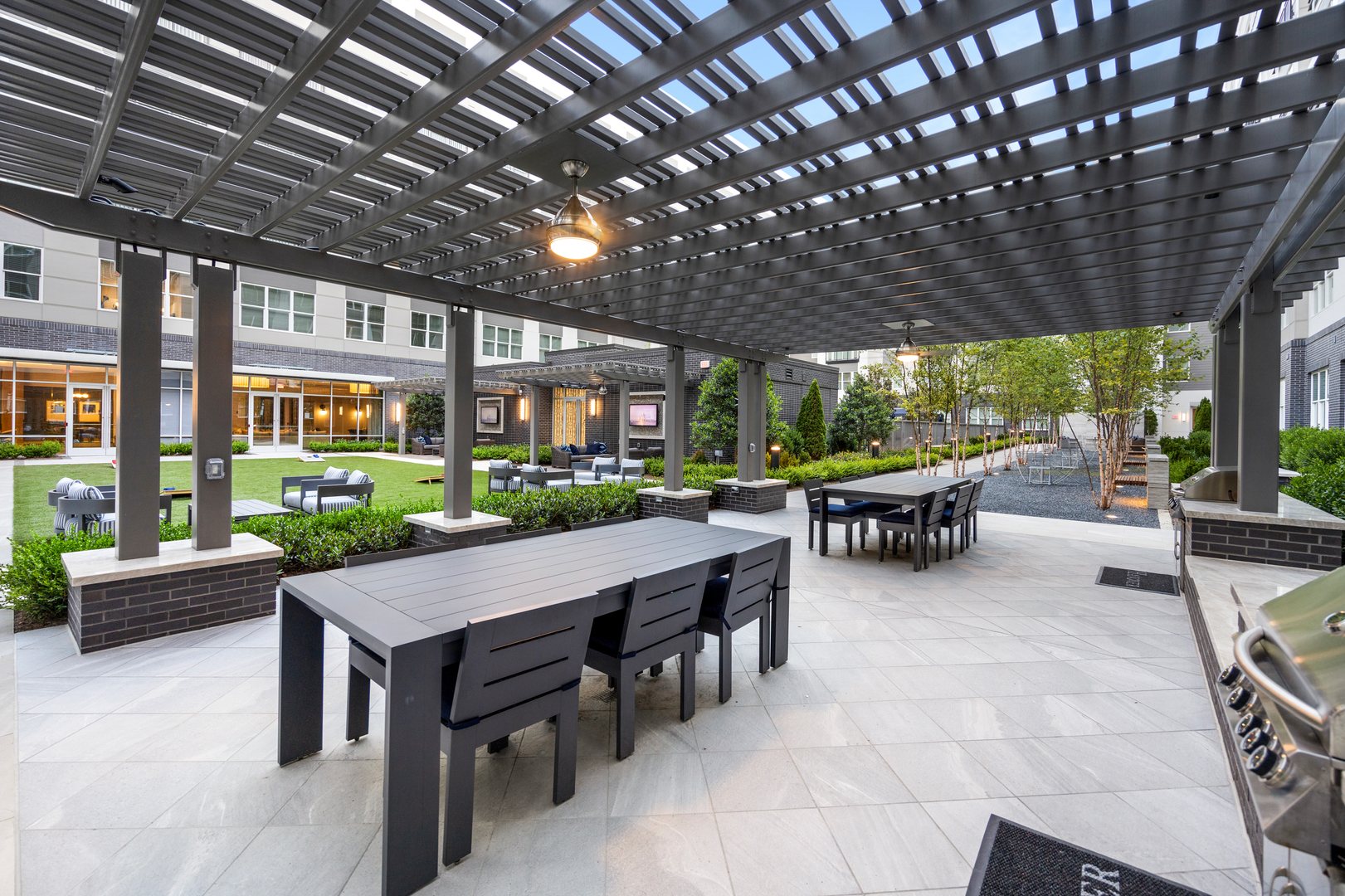 Experience open - air comfort with fire - lit ambiance and modern seating, perfect for socializing or unwinding under the stars.